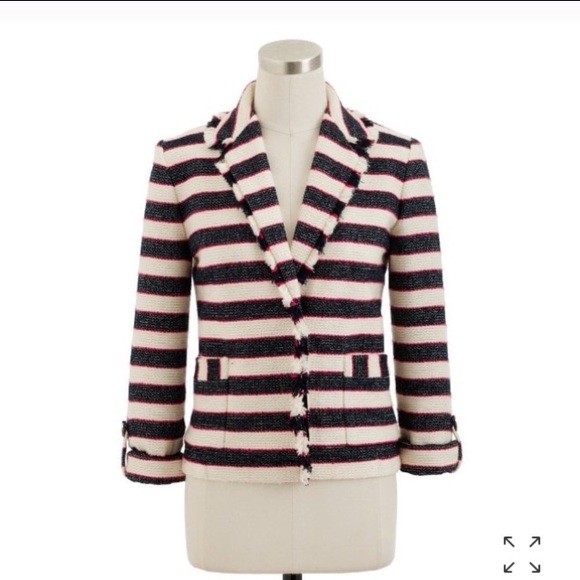 J. Crew Collection Legion Stripe Jacket Cream Blue - Picture 1 of 8
